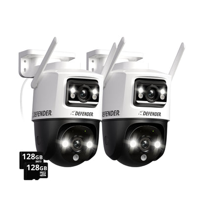 EXCLUSIVE BUNDLE: AI POWERED Guard Pro 3K PLUS Dual Lens PTZ, 128GB SD Card, 2 Year Warranty, 2 Pack