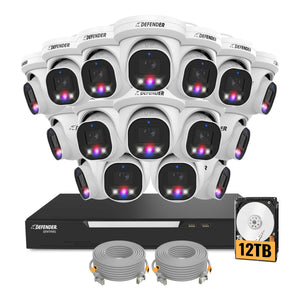 EXCLUSIVE BUNDLE: AI POWERED Sentinel Pro Turret 4K Wired 8CH NVR PoE System, 16 Metal Cameras & 12TB