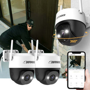 Guard Pro PTZ 2K QHD 360 Degree Wi-Fi Outdoor Plug-In Power Security Camera, 2 Pack