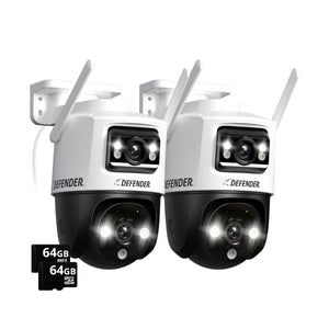 AI POWERED Guard Pro 3K PLUS Dual Lens PTZ Wi-Fi 6 Plug-in Security Camera with 64GB SD Card, 2 Pack