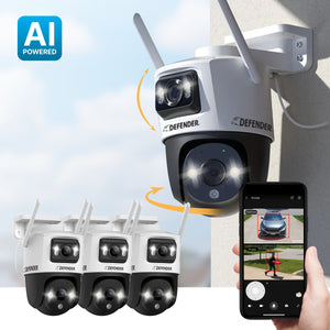 AI POWERED Guard Pro 3K PLUS Dual Lens PTZ Wi-Fi 6 Plug-in Security Camera with 64GB SD Card, 3 Pack