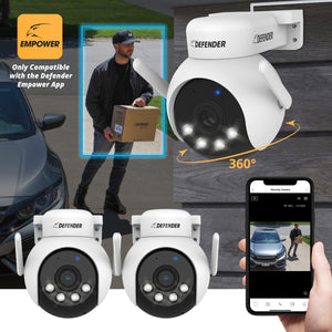 AI POWERED 4K Everwatch PTZ 360° Wi-Fi Plug-in Power Security Camera with 64GB SD Card, 2 Pack