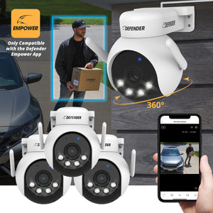 AI POWERED 4K Everwatch PTZ 360° Wi-Fi Plug-in Power Security Camera with 64GB SD Card, 3 Pack