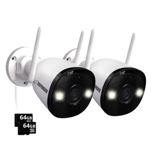 AI POWERED 4K Guard Pro Wi-Fi 6 Plug-in Security Camera with 64GB SD Card, 2 Pack