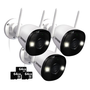 AI POWERED 4K Guard Pro Wi-Fi 6 Plug-in Security Camera with 64GB SD Card, 3 Pack