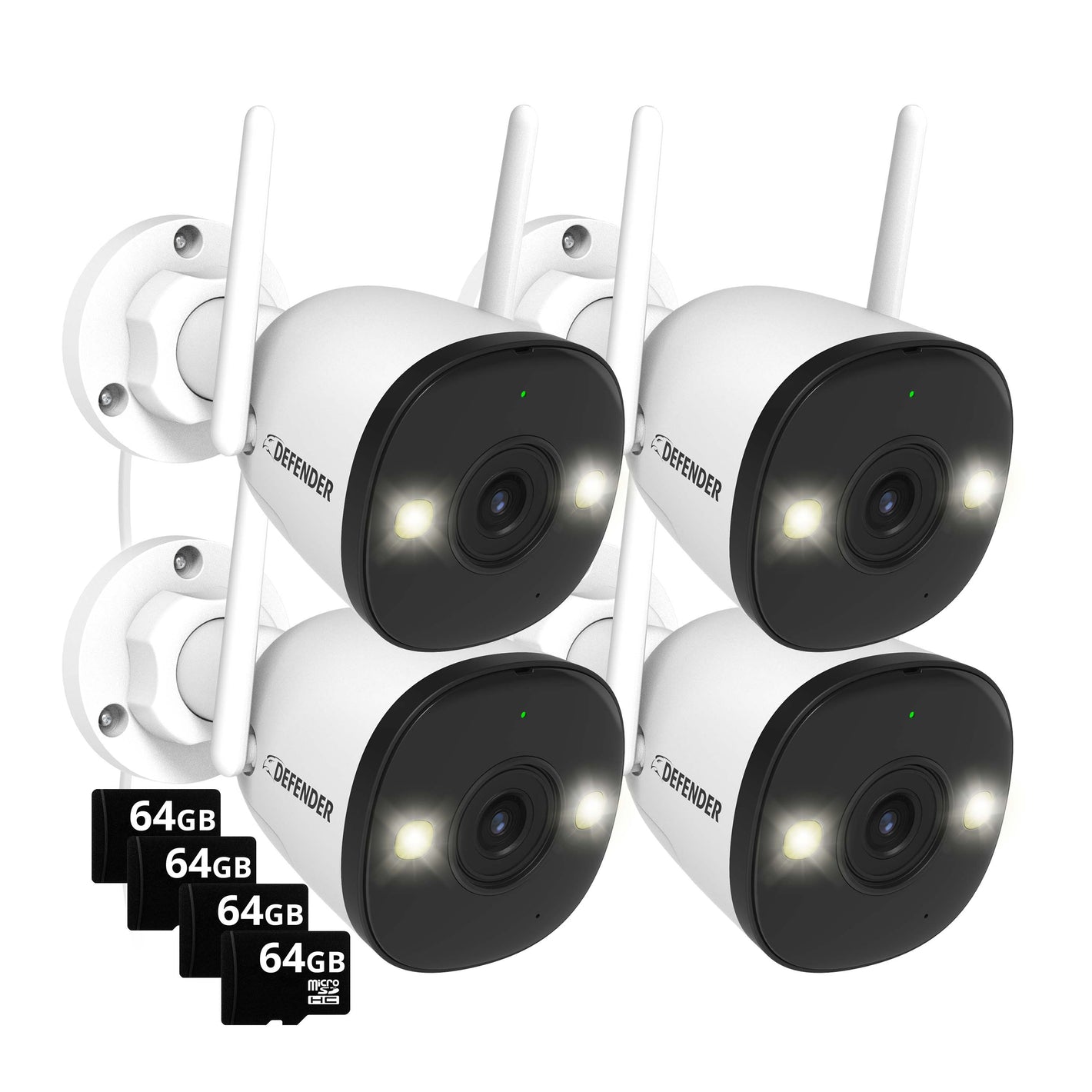 AI POWERED 4K Guard Pro Wi-Fi 6 Plug-in Security Camera with 64GB SD Card, 4 Pack
