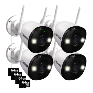 AI POWERED 4K Guard Pro Wi-Fi 6 Plug-in Security Camera with 64GB SD Card, 4 Pack