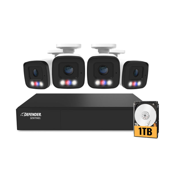 AI POWERED Sentinel 4K PoE NVR Security System, 1TB HDD & 4 Metal Cameras (Certified Open Box)