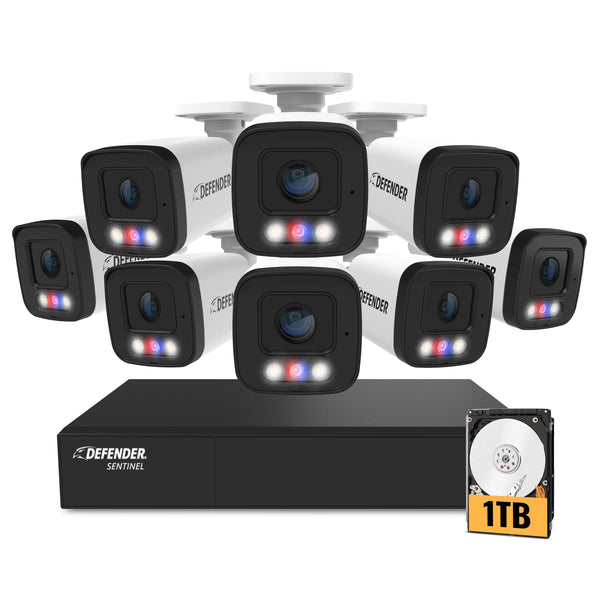 AI POWERED Sentinel 4K PoE NVR Security System, 1TB HDD & 8 Metal Cameras (Certified Open Box)