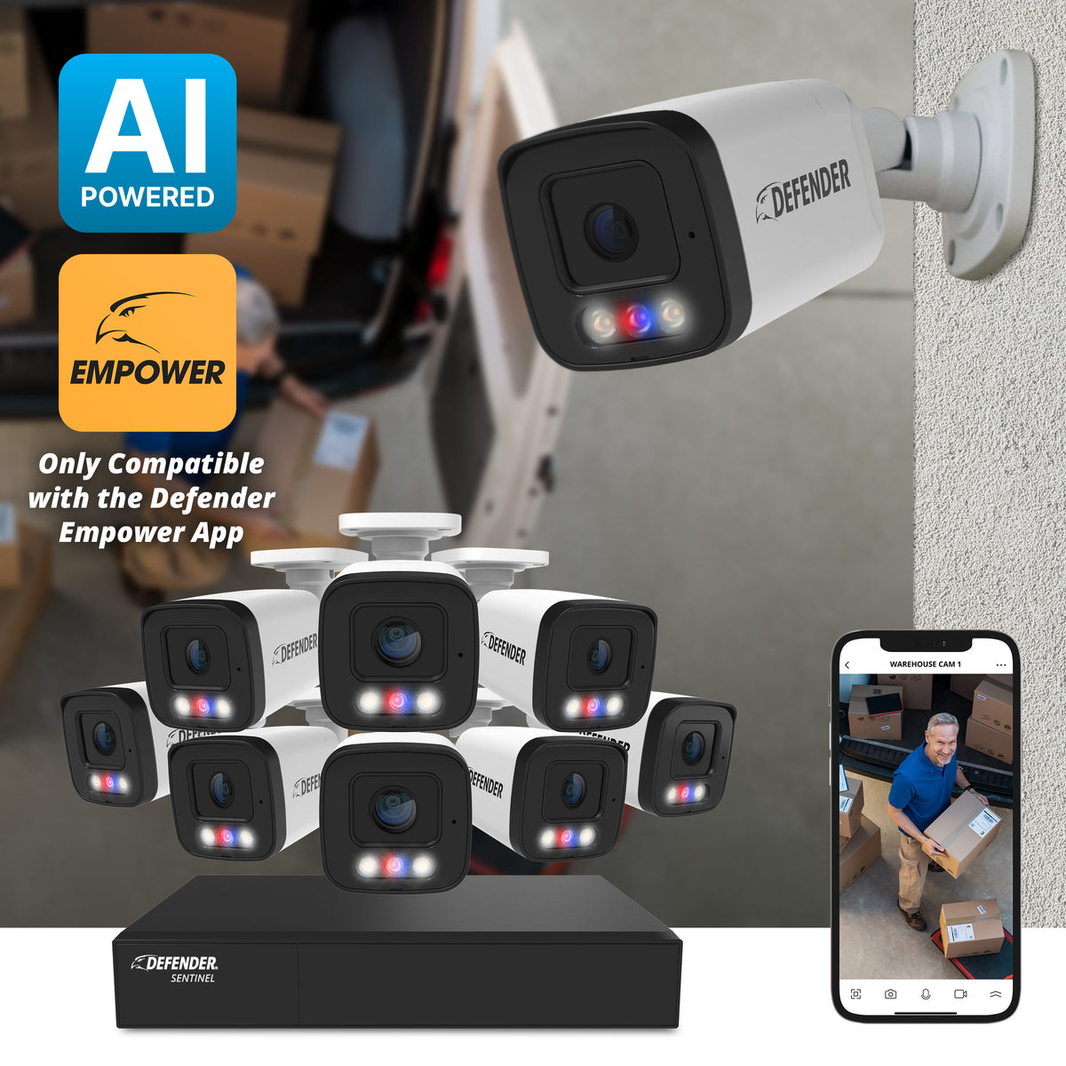 Defender Nvr AI POWERED Sentinel 4K Ultra HD Wired 8 Channel PoE NVR Security Syste