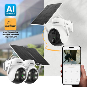 Solar Powered 4K AI EverWatch PTZ Wireless Camera with 3W Solar Panel, 2 pc
