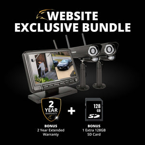 EXCLUSIVE BUNDLE: PhoenixM2 Non-WiFi. Plug-In Power Security System with 2 Metal Cameras