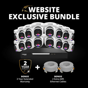 EXCLUSIVE BUNDLE: AI POWERED Sentinel Pro Turret 4K Wired 8CH NVR PoE System, 16 Metal Cameras & 12TB