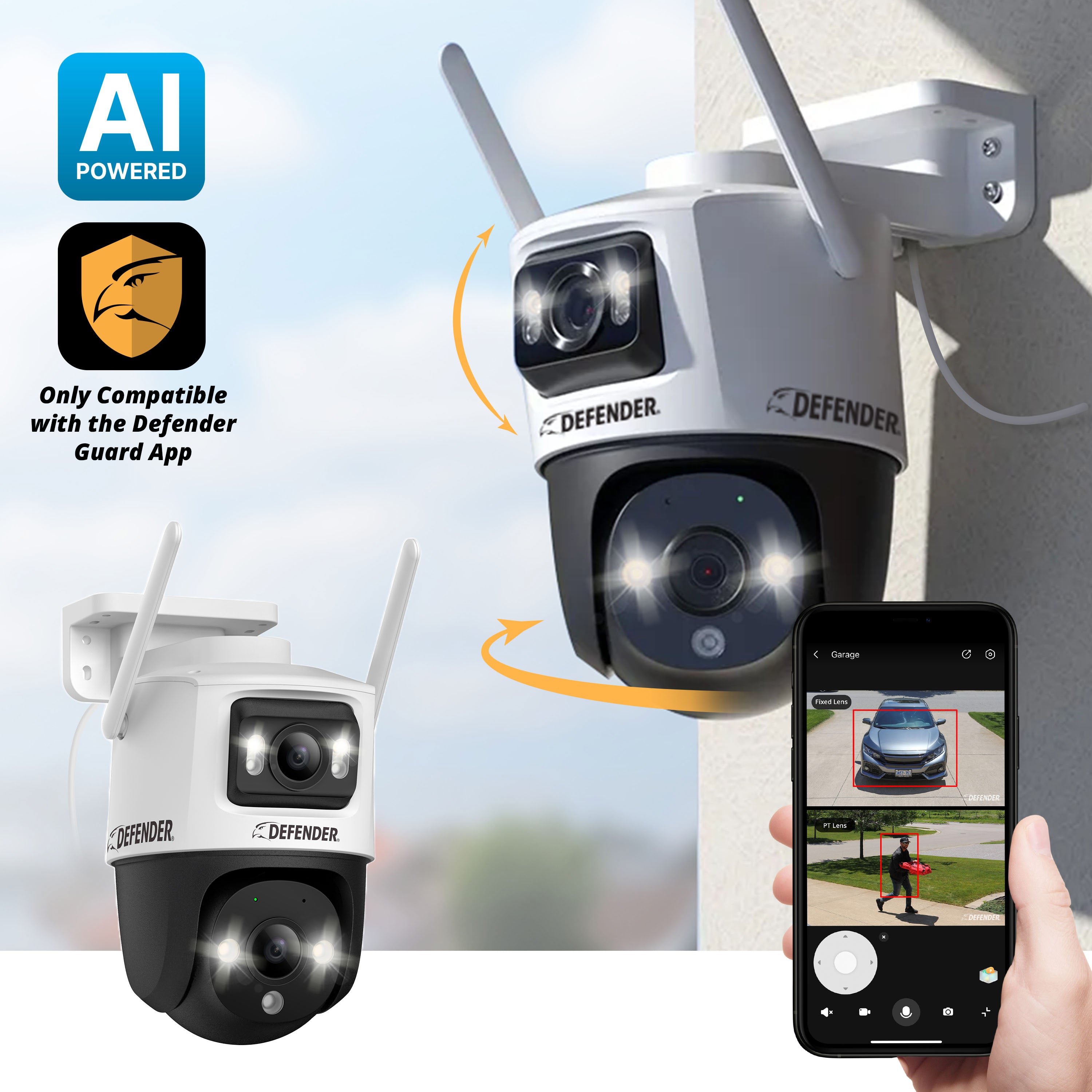 AI POWERED Guard Pro 3K PLUS Dual Lens PTZ Wi-Fi 6 Plug-in Security Ca