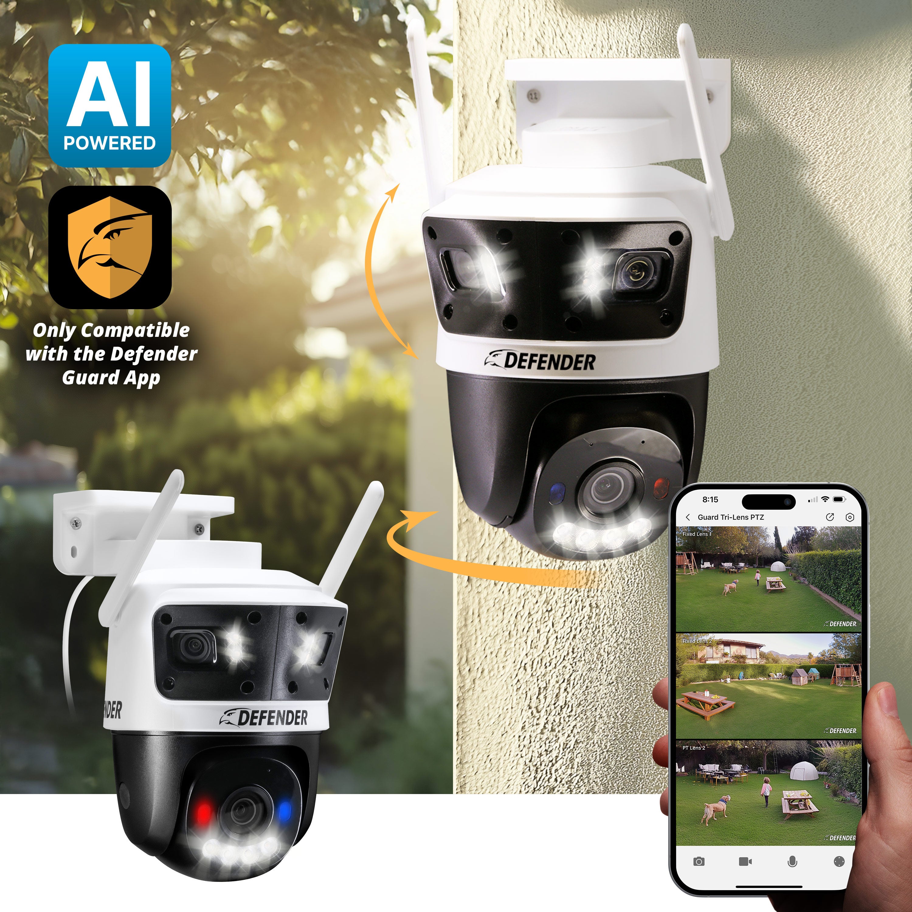 AI POWERED 3K+ Guard WIFI Tri-Lens PTZ Security Camera