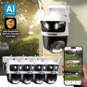 AI POWERED 3K+ Guard WIFI Tri-Lens PTZ Security Camera, 4 pc