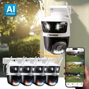 AI POWERED 3K+ Guard WIFI Tri-Lens PTZ Security Camera, 4 pc
