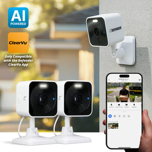 Defender GO 2K AI POWERED WiFi Indoor/Outdoor Home, Business, Pet, Baby Security Camera, 2 Pack