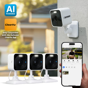 Defender GO 2K AI POWERED WiFi Indoor/Outdoor Home, Business, Pet, Baby Security Camera, 3 Pack