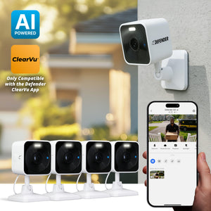 Defender GO 2K AI POWERED WiFi Indoor/Outdoor Home, Business, Pet, Baby Security Camera, 4 Pack