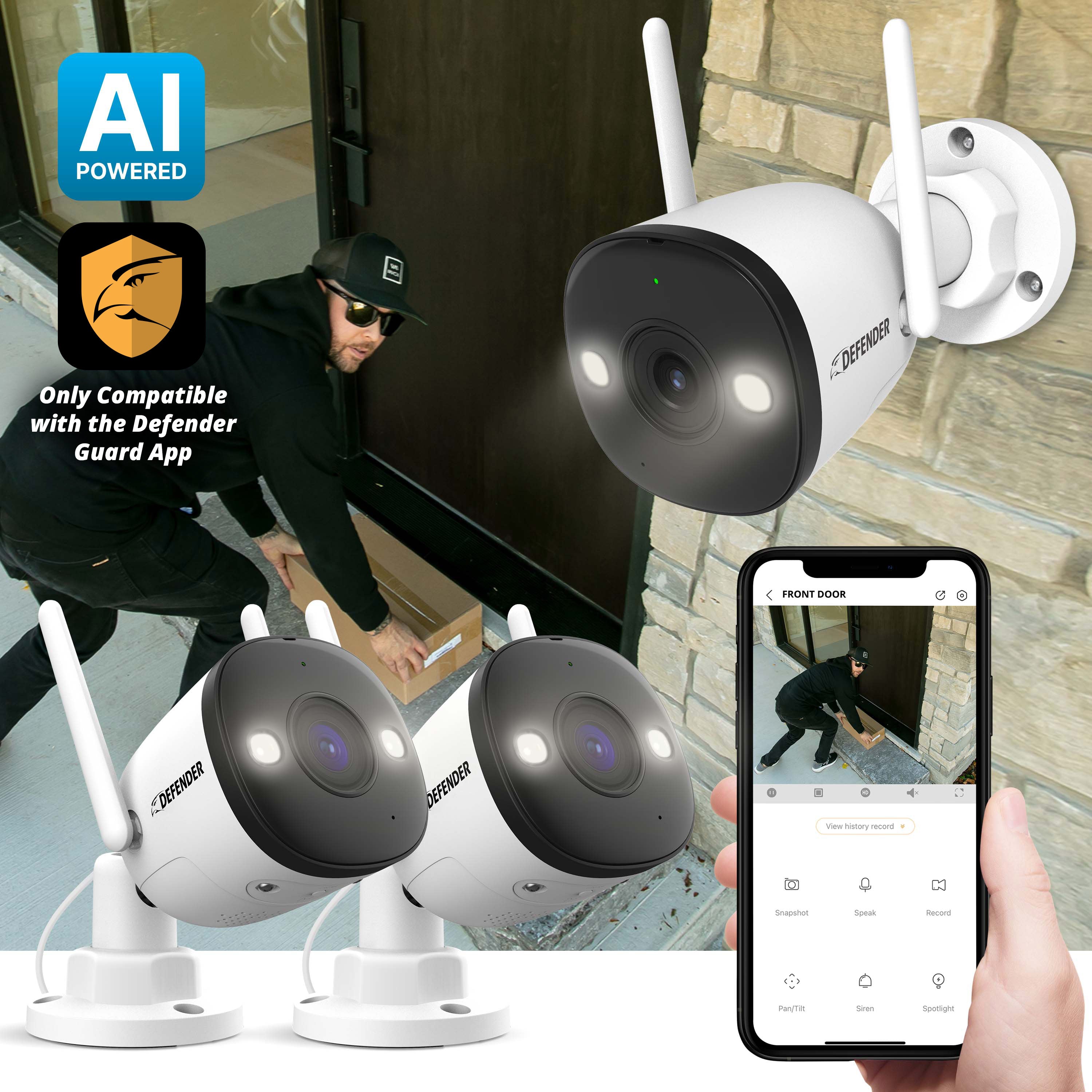 AI POWERED 4K Guard Pro Wi-Fi 6 Plug-in Security Camera with 64GB SD C