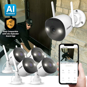 AI POWERED 4K Guard Pro Wi-Fi 6 Plug-in Security Camera with 64GB SD Card, 4 Pack