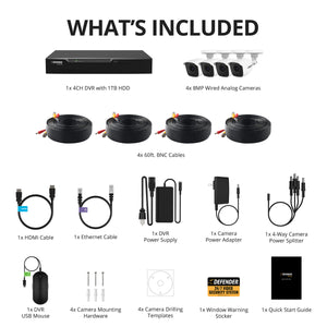AI POWERED 4K Vision AI 4 Channel DVR Security System with 1TB HDD & 4 Vision Cameras