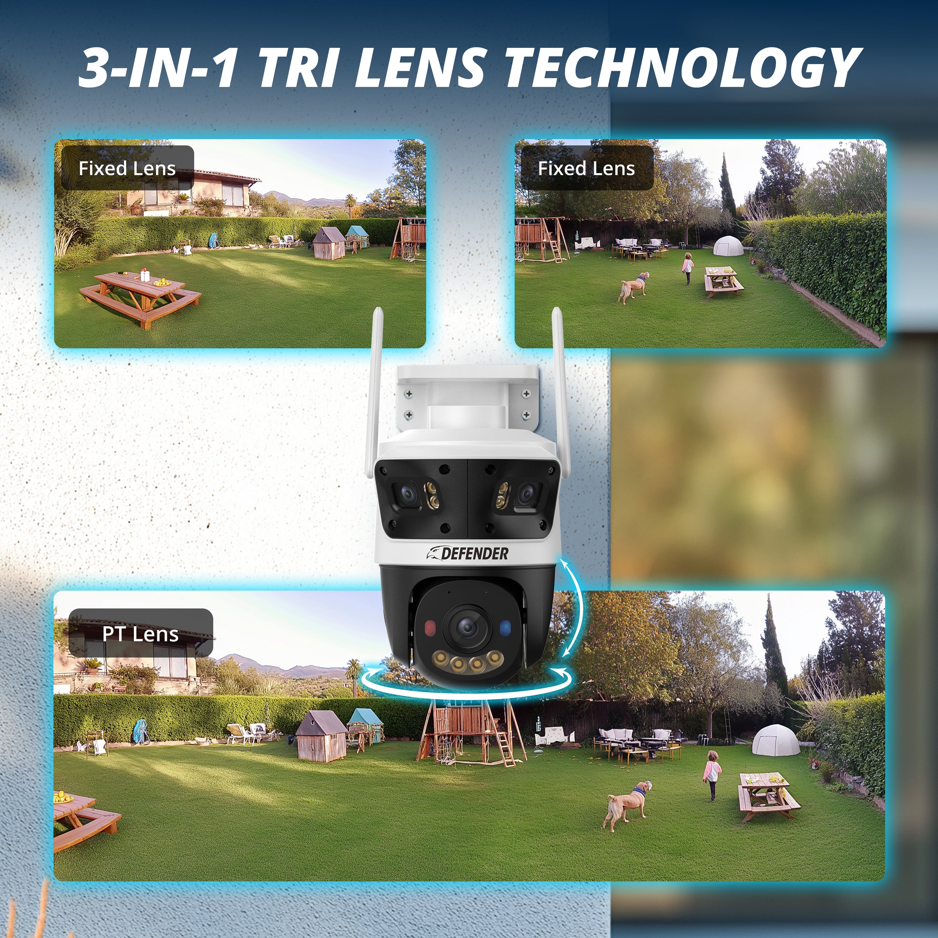 AI POWERED 3K+ Guard WIFI Tri-Lens PTZ Security Camera