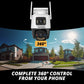 AI POWERED 2K Guard MAX Extreme Night Color Dual Lens PTZ Camera, 2pc