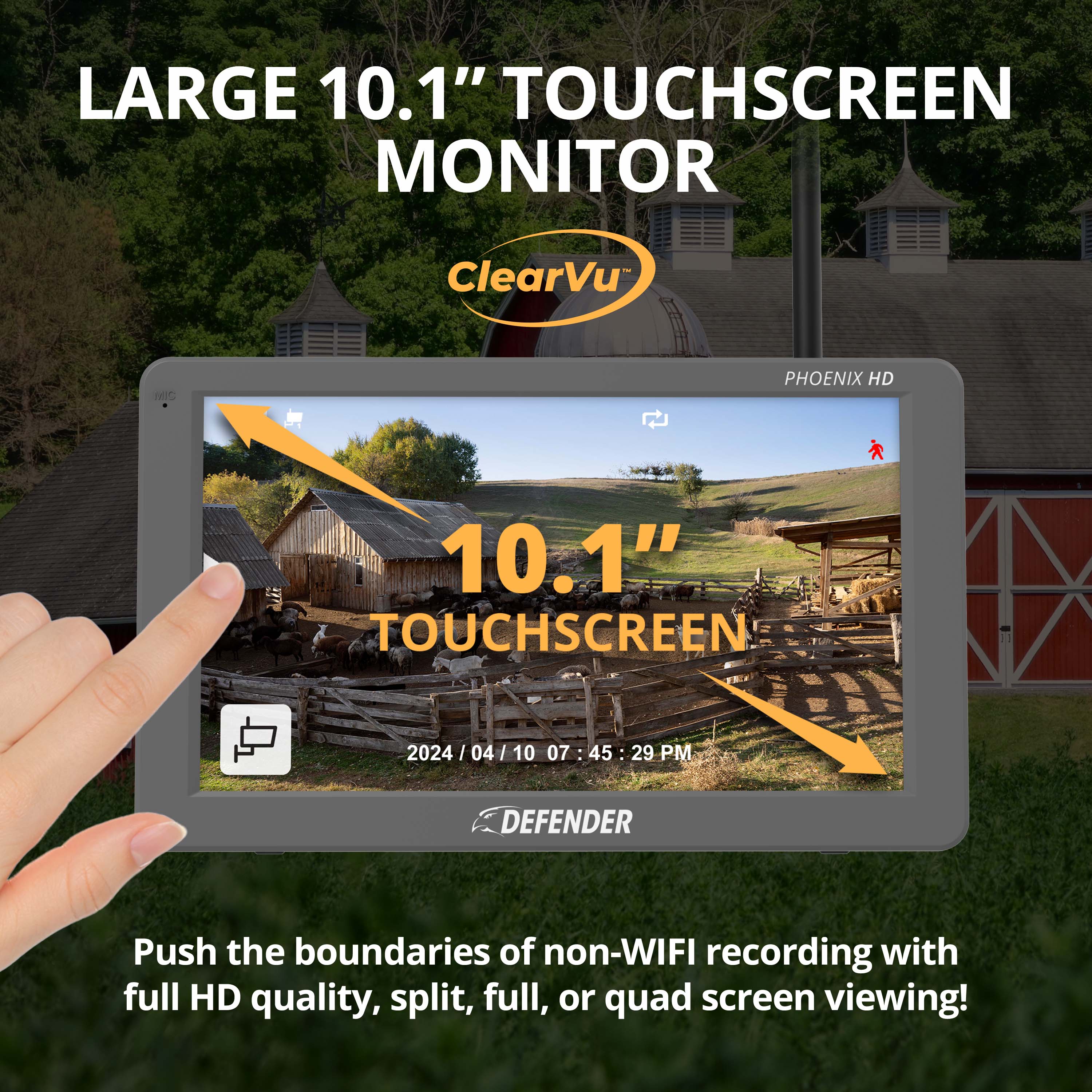 PHOENIXHD Non-WiFi Plug-in Power Security System with 10.1” HD Monitor