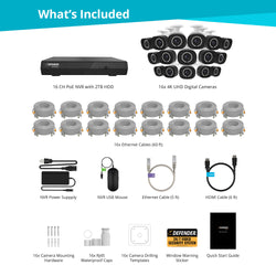 Sentinel 4K Ultra HD Wired PoE NVR Security System with 16 Metal Cameras