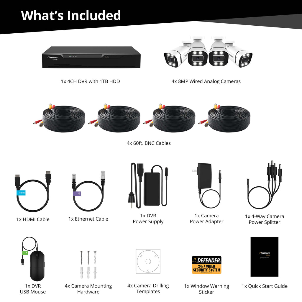 4K Vision AI Smart Artificial Intelligence DVR Security System With 4 Wired Cameras