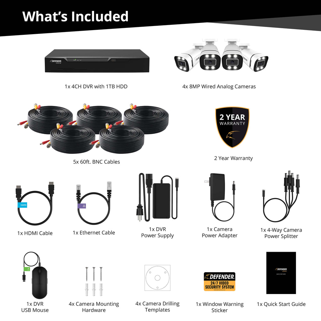 EXCLUSIVE BUNDLE: 4K Vision AI Ultra HD Wired DVR System with 4 Deterrence Cameras