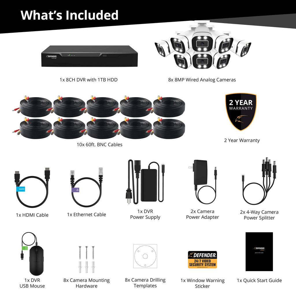 EXCLUSIVE BUNDLE: 4K Vision AI Ultra HD Wired DVR System with 8 Cameras