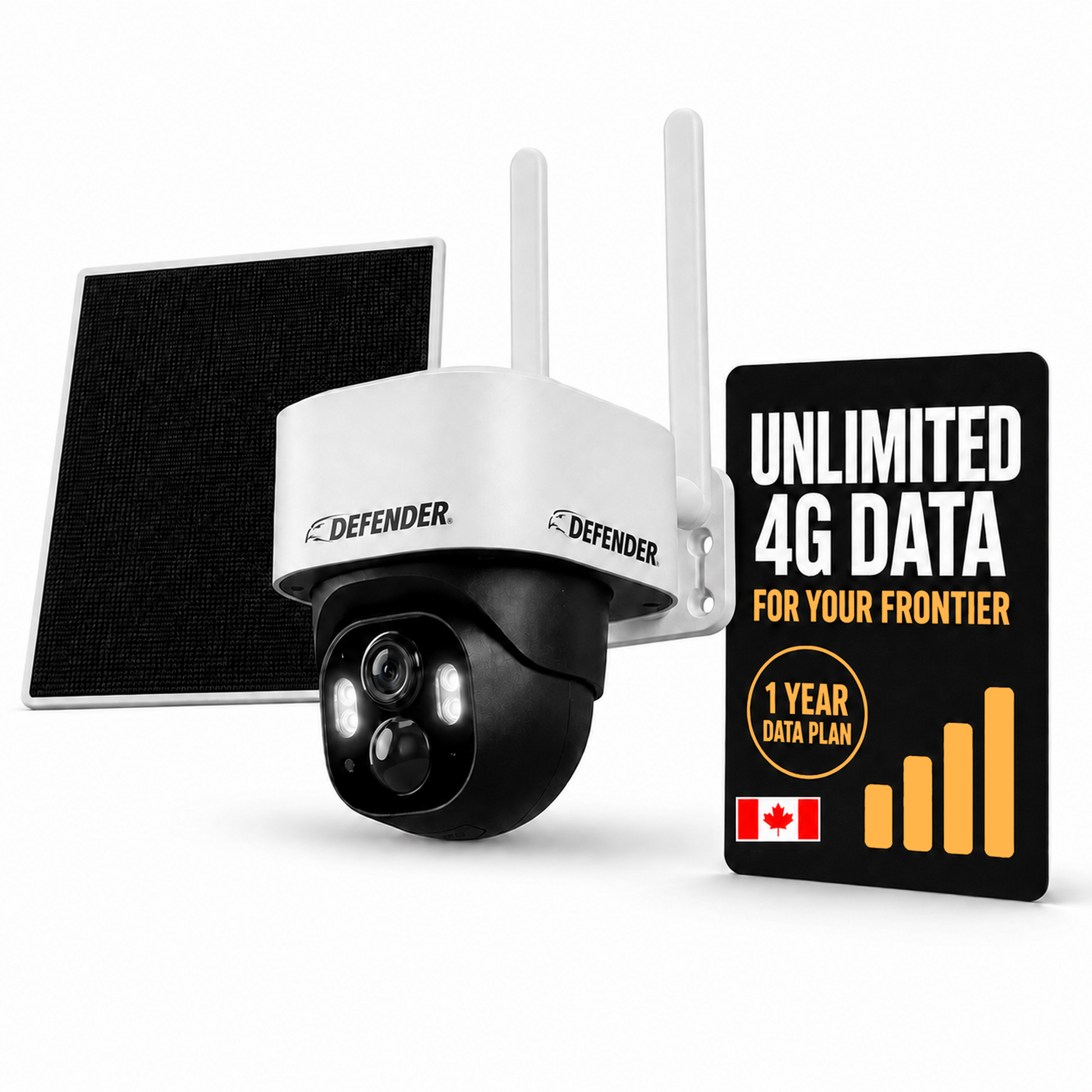 Defender Frontier camera with 1 Year of unlimited Canada 4G data