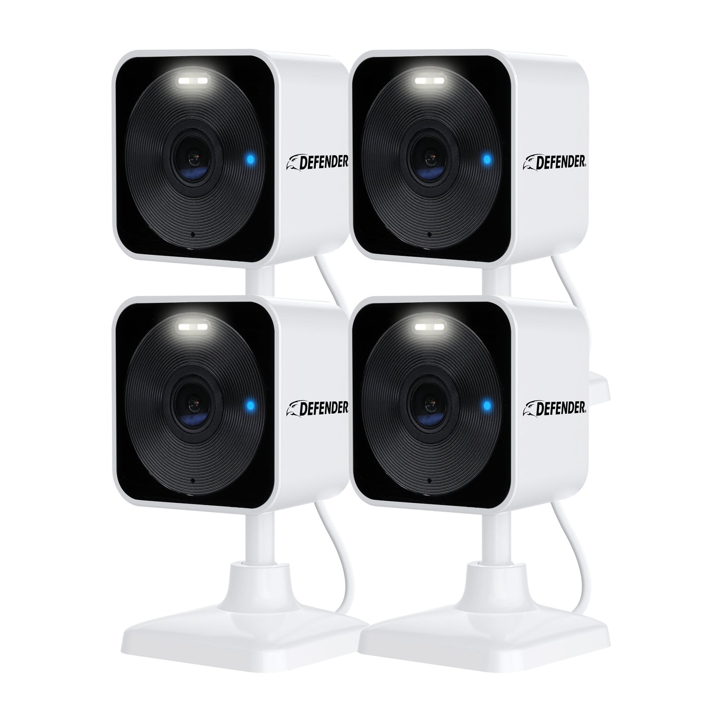 Defender GO 2K AI POWERED Plug-in Power Indoor/Outdoor Home Security, Baby & Pet Camera, 4 Pack