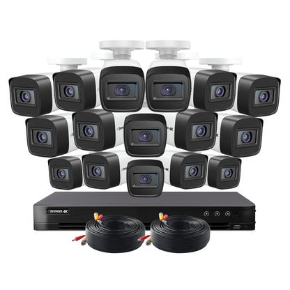 4K Ultra HD Wired 16 Channel Security System with 16 Cameras 2 Extra 60ft. Extension Cables + 2-Year