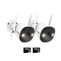 EXCLUSIVE BUNDLE: Guard Pro 2K WiFi. Plug-In Power Security Camera, 2 Pack. 2 256GB SD Cards