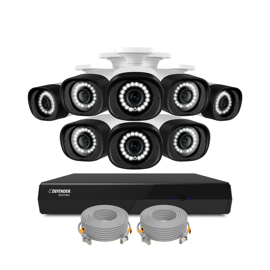 EXCLUSIVE BUNDLE: Sentinel 4K Ultra HD Wired 8 Channel PoE NVR Security System with 8 Metal Cameras