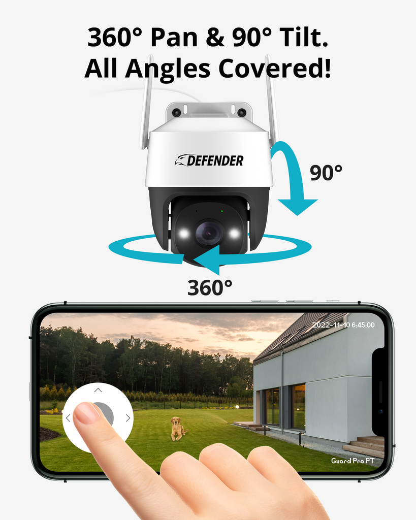 EXCLUSIVE BUNDLE: Guard Pro PTZ 2K Wi-Fi. Plug-In Power Security Camera, 4 Pack. 4 256GB SD Cards