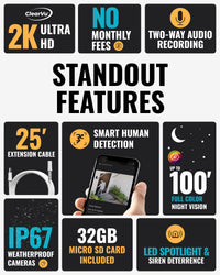 EXCLUSIVE BUNDLE: Guard Pro 2K WiFi. Plug-In  Power Security Camera, 3 Pack, 3 128GB SD Cards