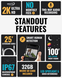 EXCLUSIVE BUNDLE: Guard Pro 2K WiFi. Plug-In Power Security Camera, 4 Pack. 4 256GB SD Cards