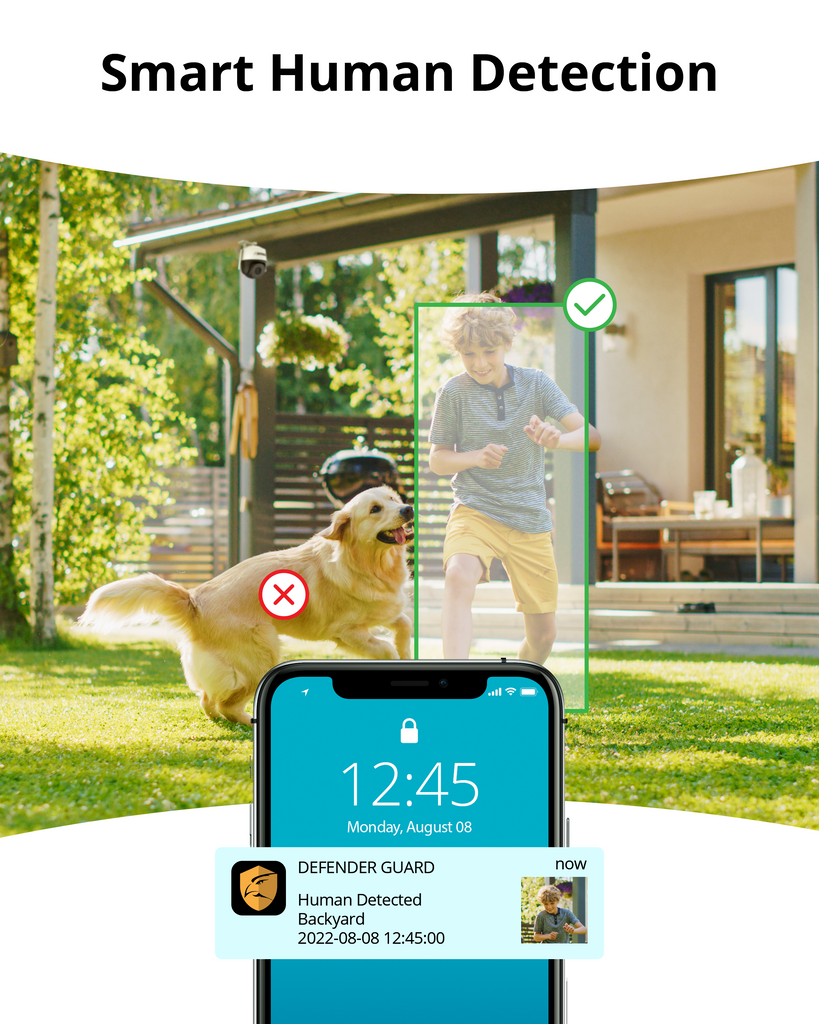 Guard Pro PTZ 2K QHD 360 Degree Wi-Fi Outdoor Plug-In Power Security Camera, 2 Pack