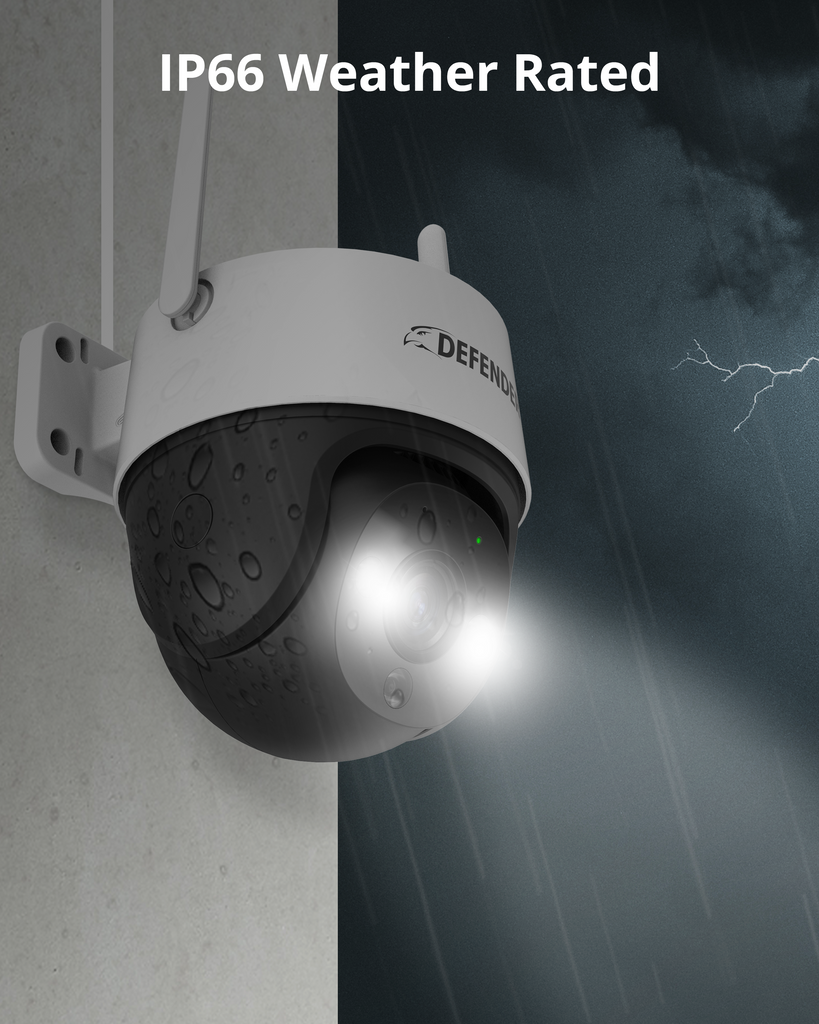 EXCLUSIVE BUNDLE: Guard Pro PTZ 2K Wi-Fi. Plug-In Power Security Camera, 4 Pack. 4 128GB SD Cards