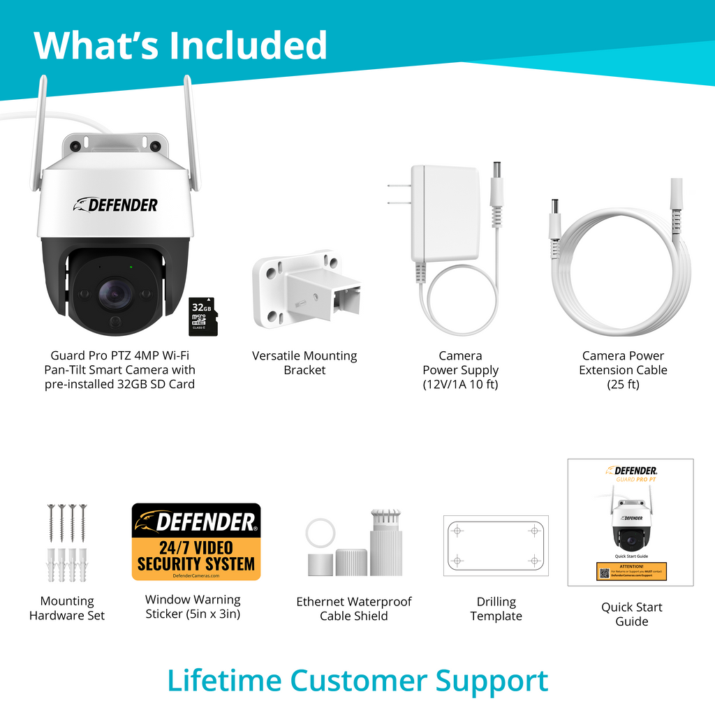 Guard Pro PTZ 2K QHD 360 Degree Wi-Fi Outdoor Plug-In Power Security Camera