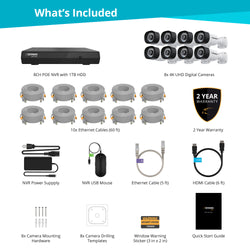EXCLUSIVE BUNDLE: Sentinel 4K Ultra HD Wired 8 Channel PoE NVR Security System with 8 Metal Cameras