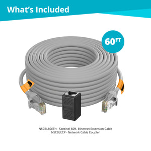 60ft. Ethernet Extension Cable with Ethernet Cable Coupler
